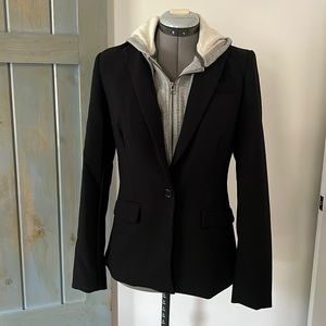 Cynthia Rowley Black Blazer with Detachable Grey Hoodie